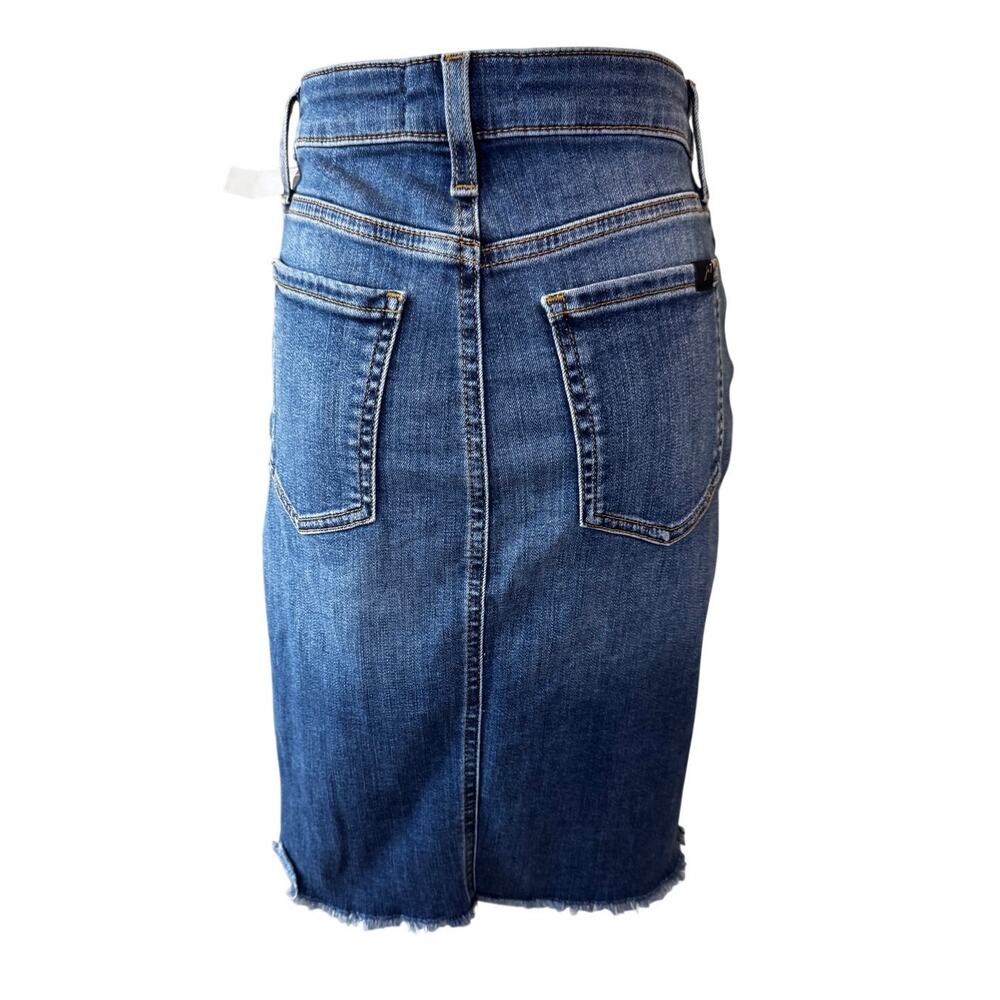 7 For All Mankind Women's Blue Denim Mini Pencil Skirt Size 2 Cabincore Normcore - Picture 6 of 11